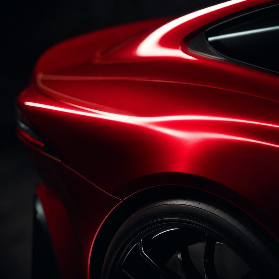 Aile arrière d’une voiture sport rouge
